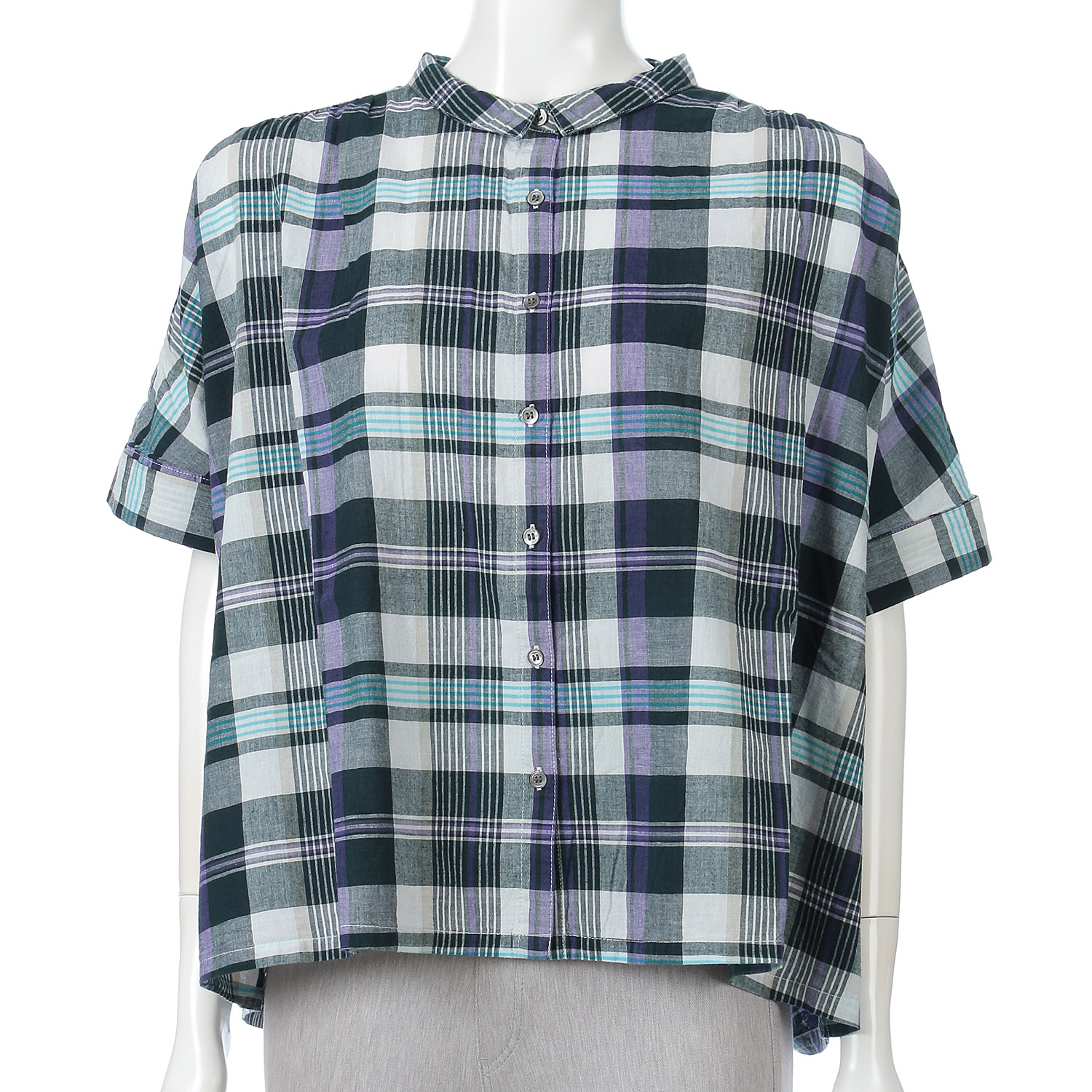 ista－ire マドラスチェック ちび襟ワイドシャツ - 画像10