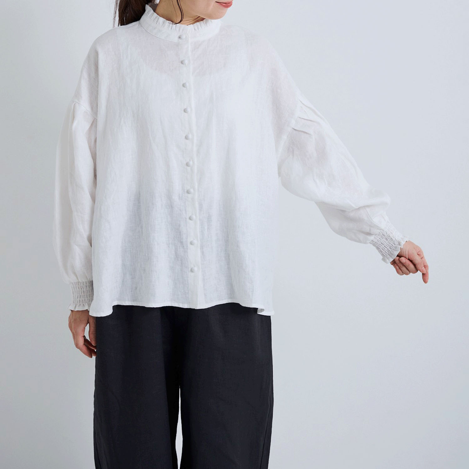 YURK geniet van バンドカラーシャツ - 画像2