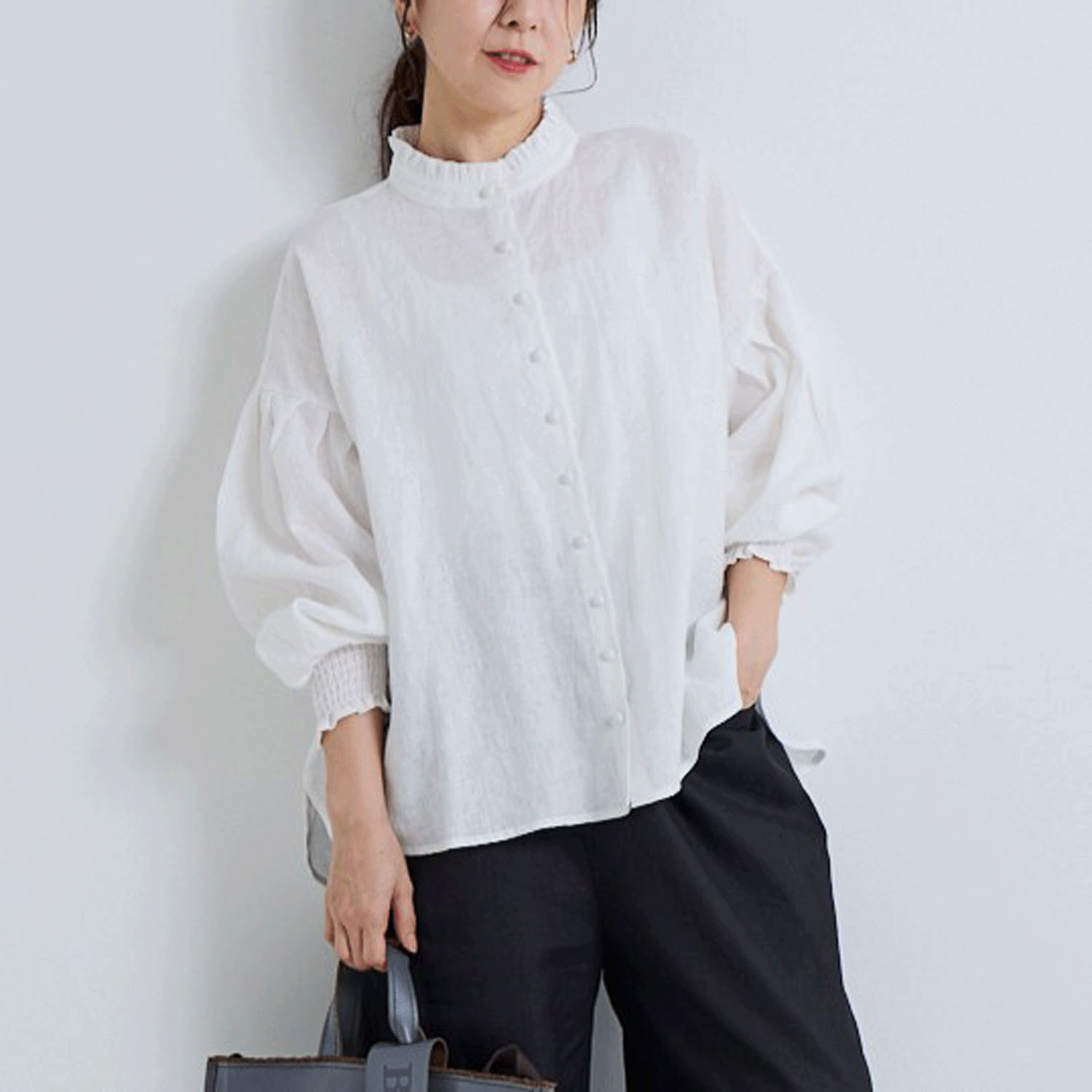 YURK geniet van バンドカラーシャツ - 画像1