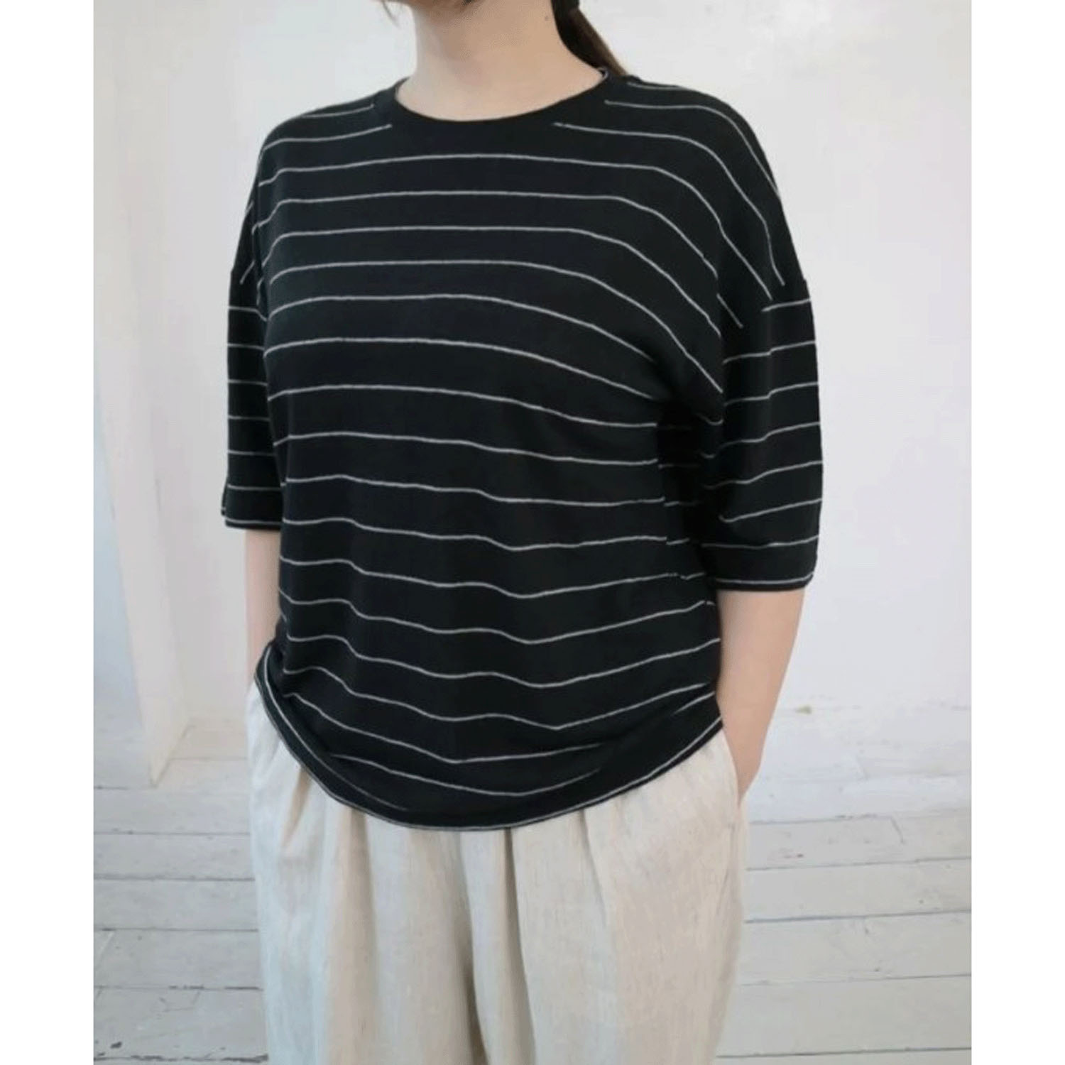 【Insta Live】YARRA 五分袖ボーダーTEE - 画像1