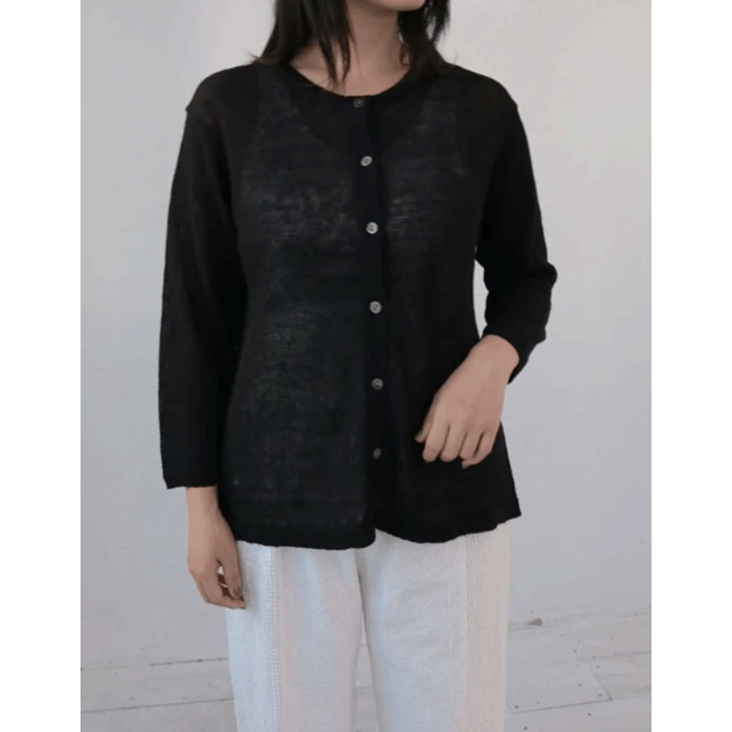 YARRA フレンチリネンAラインカーディガン