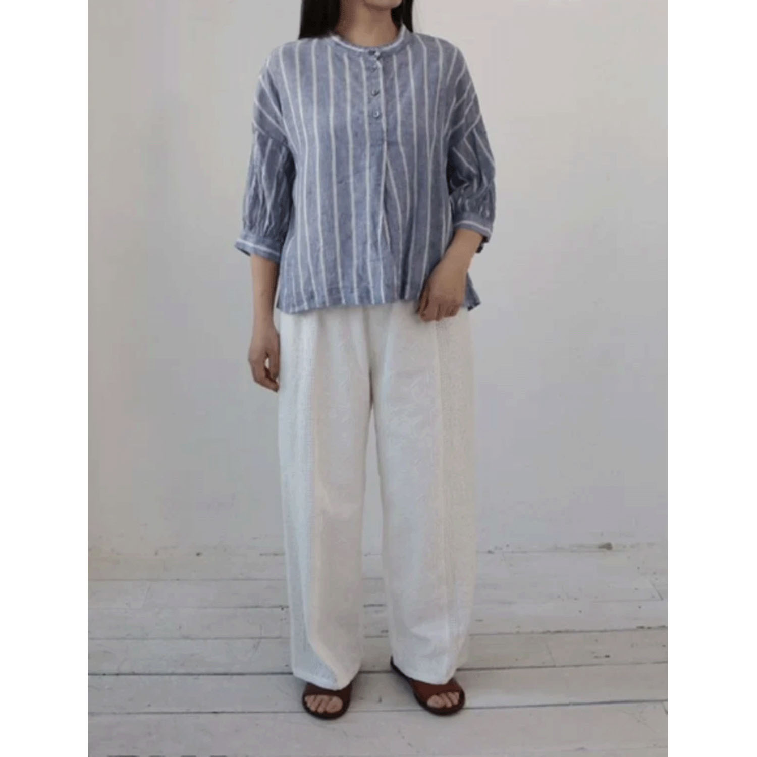 YARRA リネンストライプブラウス - 画像6