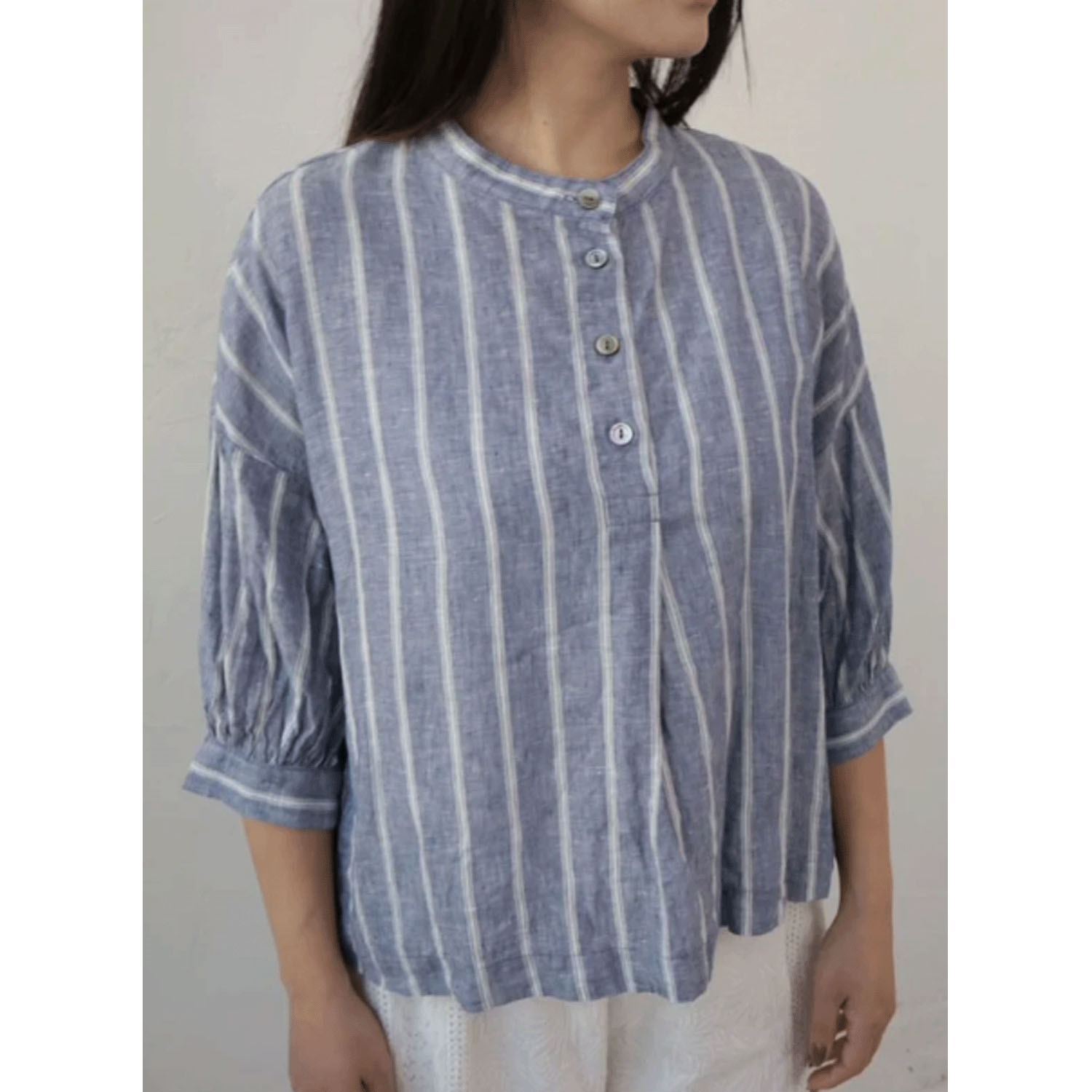 YARRA リネンストライプブラウス - 画像1
