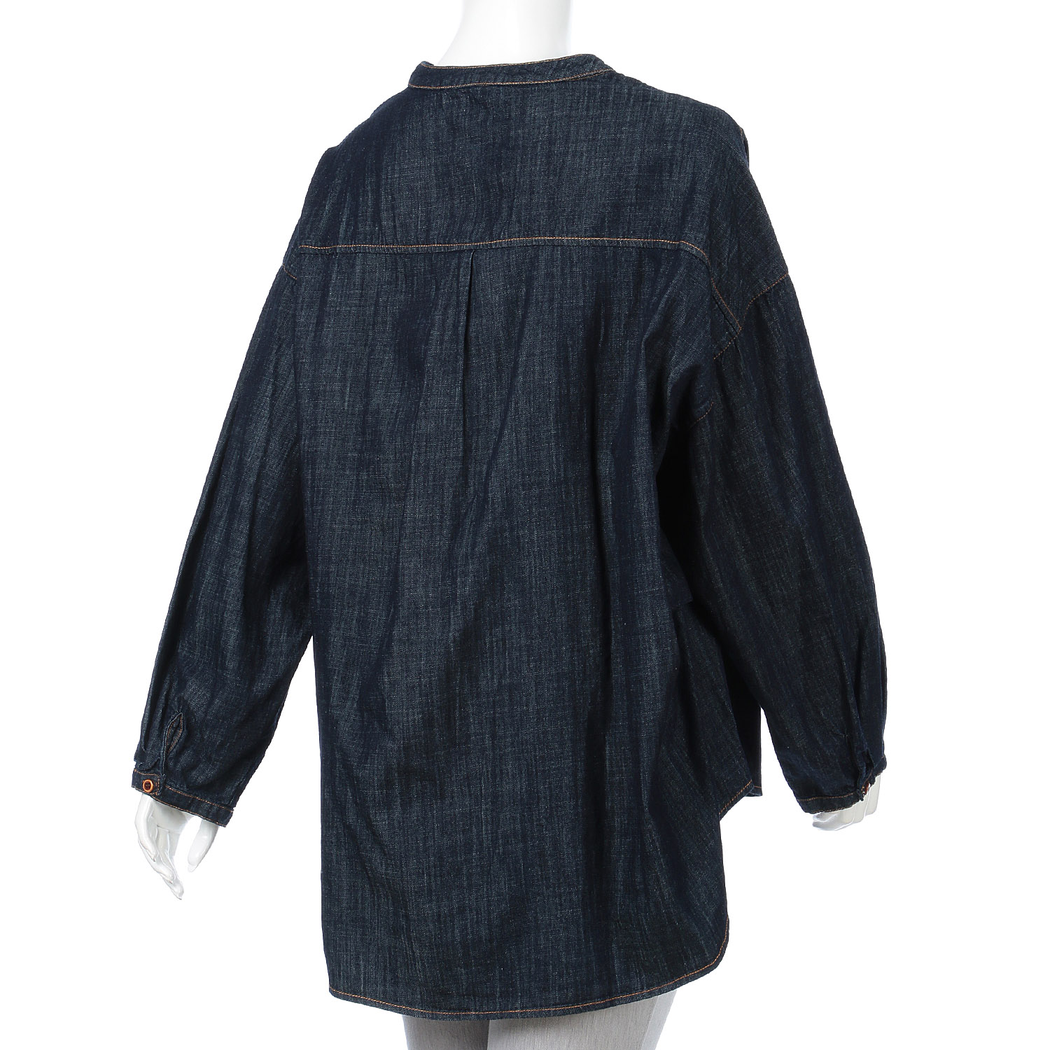 MAKITO ノーカラーデニムルーズシルエットブラウス - 画像3