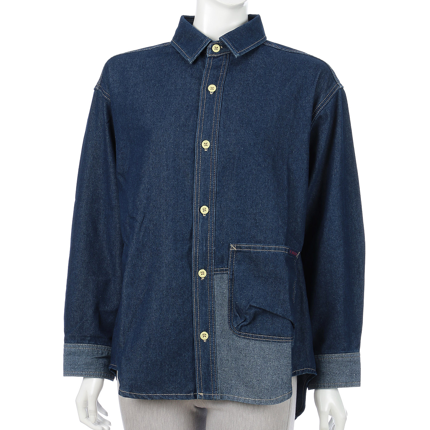 【CUBE SUGAR】8オンスリサイクルデニム長袖ビッグシャツ - 画像8