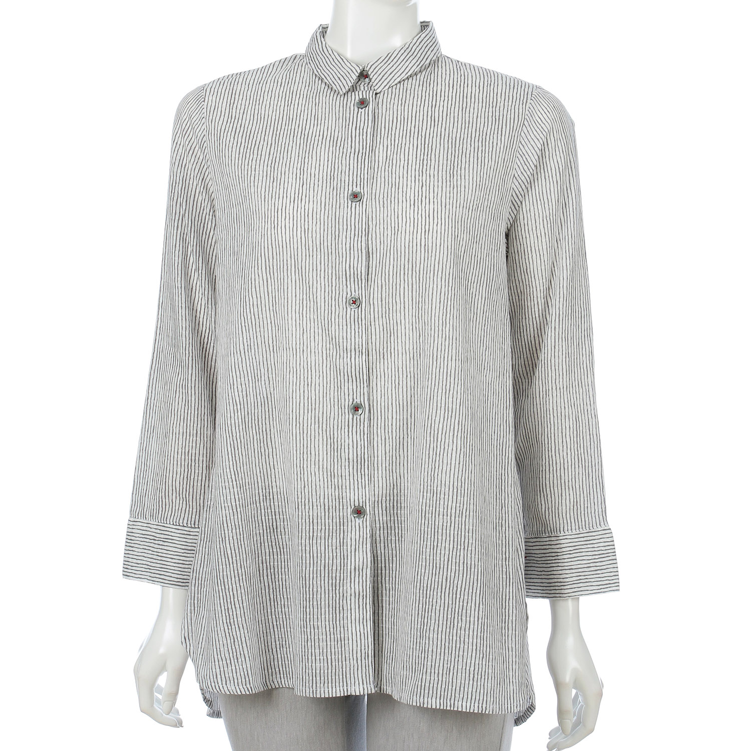 よろけストライプブラウス - 画像1