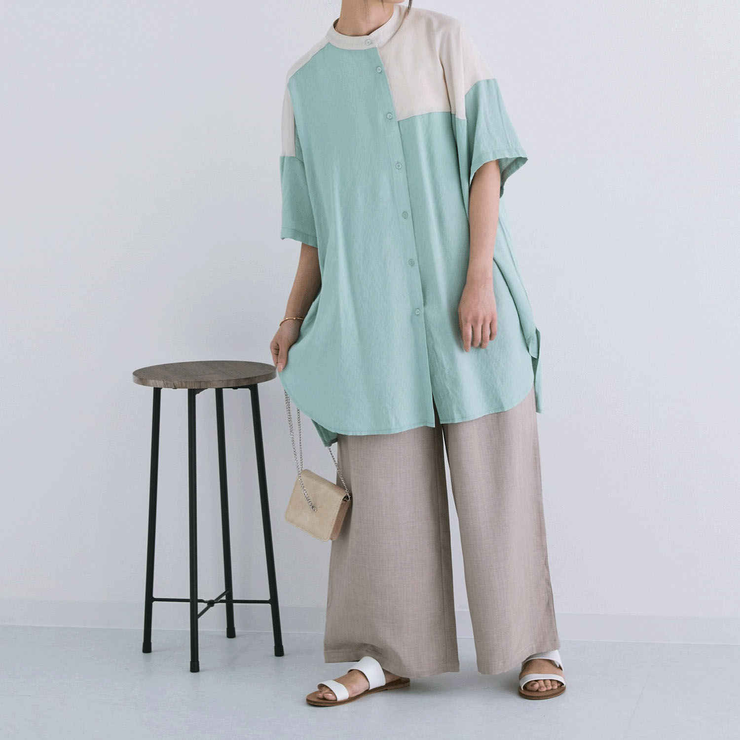 my life 切替配色チュニックシャツ - 画像6