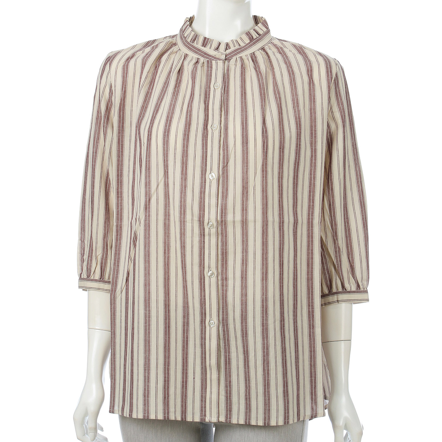 ストライプフリルネックシャツ - 画像2