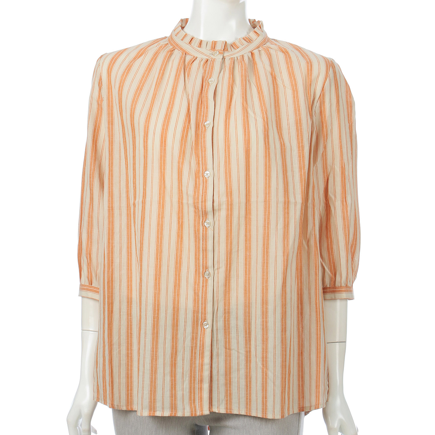 ストライプフリルネックシャツ - 画像1