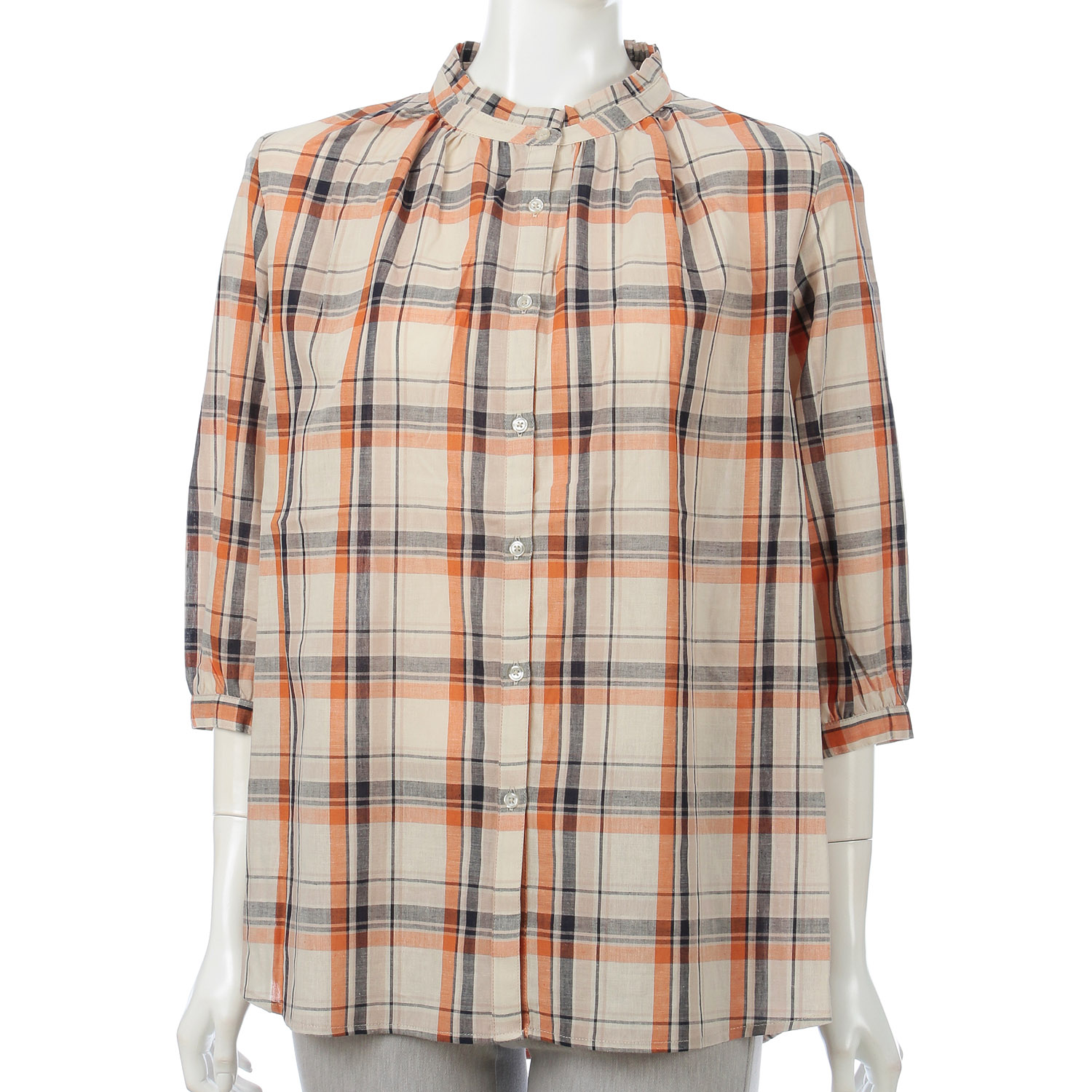 チェックフリルネックシャツ - 画像3