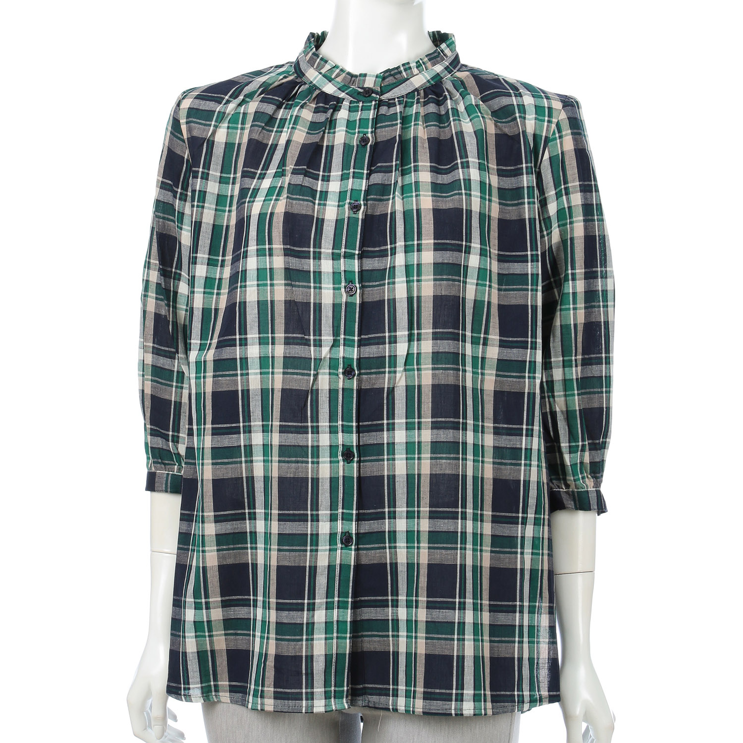 チェックフリルネックシャツ - 画像7