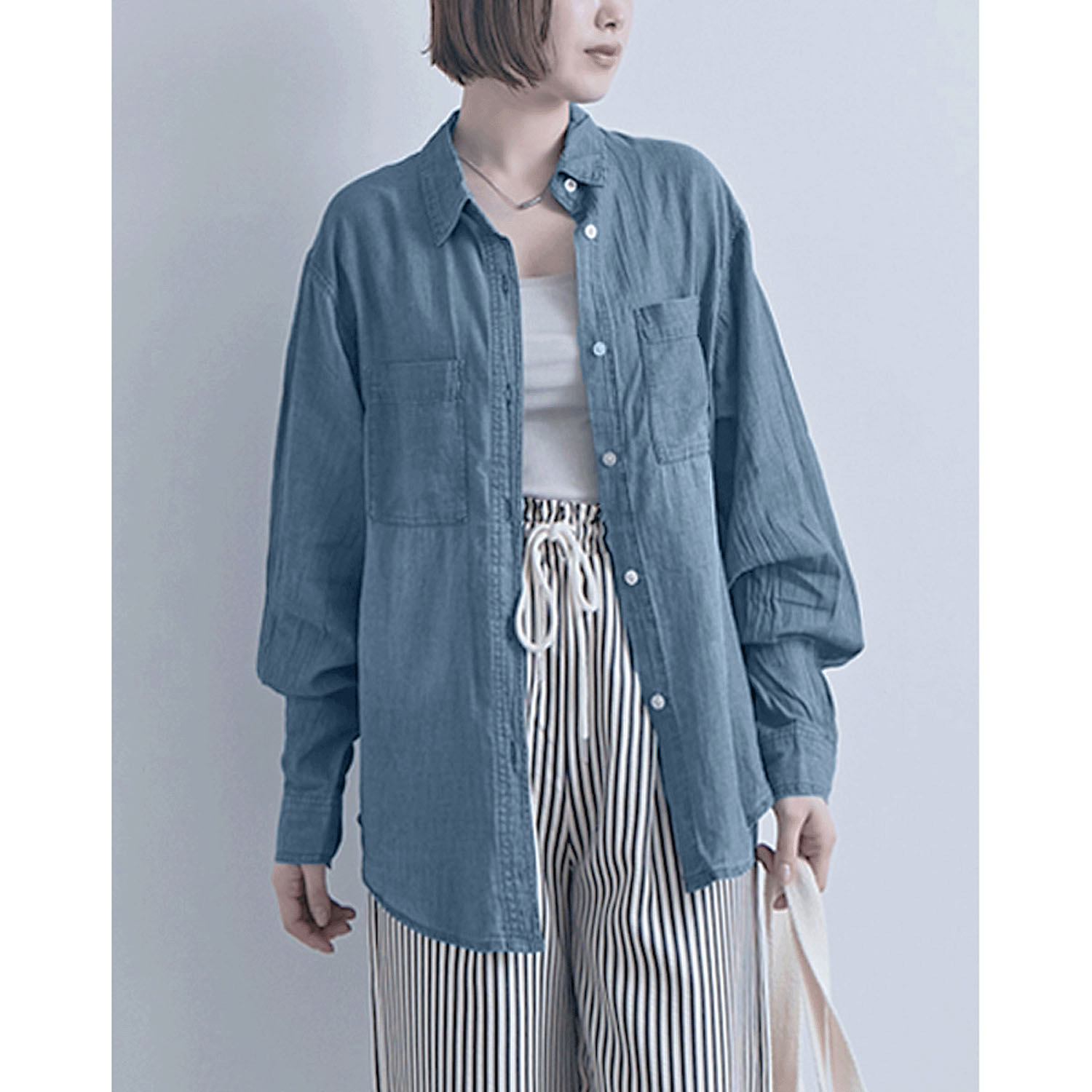 シアーデニム胸両ポケシャツ - 画像22