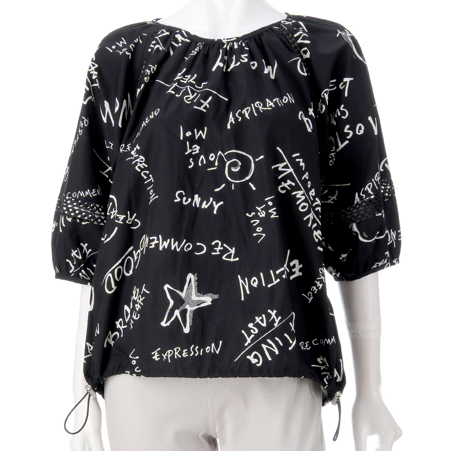 英字プリントブラウス - 画像2