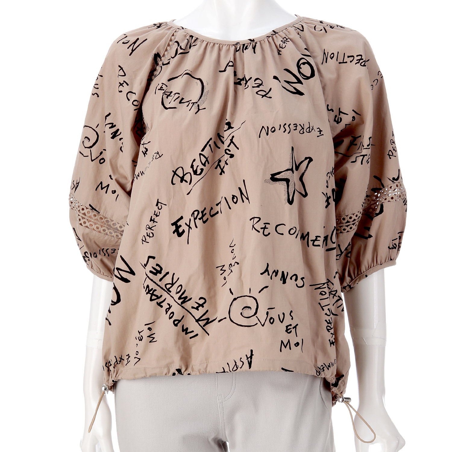 英字プリントブラウス - 画像3