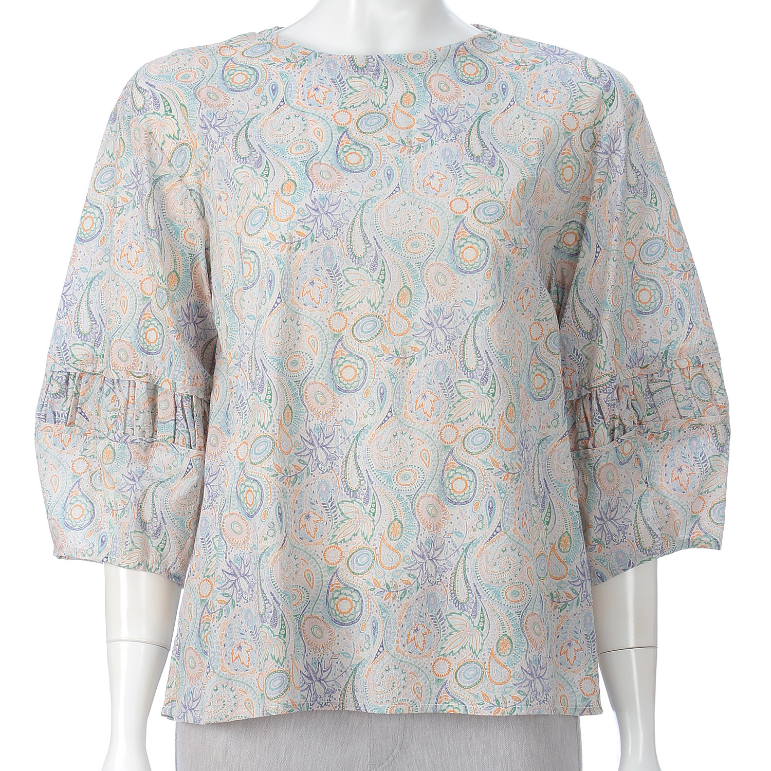 リバティペイズリー柄ブラウス - 画像1