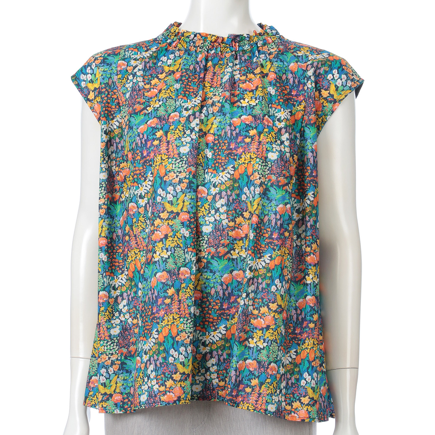 リバティフラワープリント柄ブラウス - 画像1