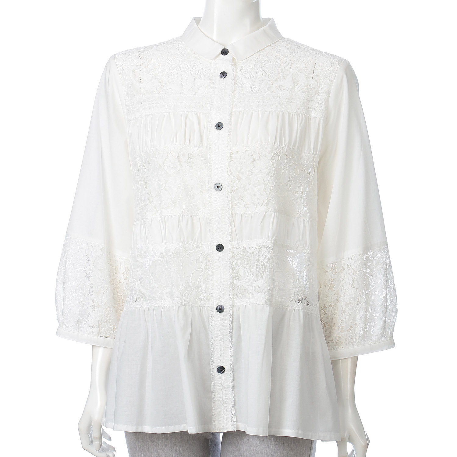 レース切替ブラウス - 画像3