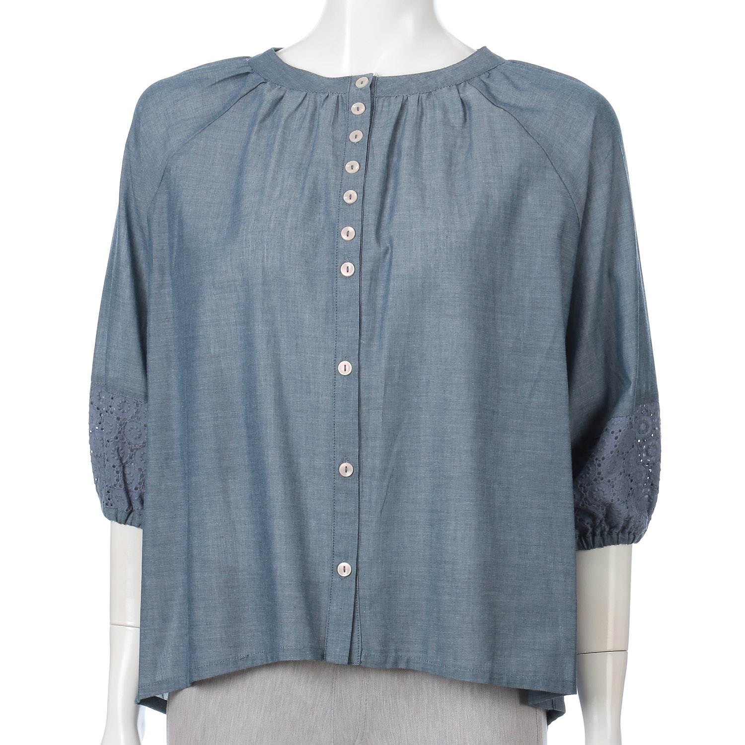 ダンガリーレース切替ブラウス - 画像6