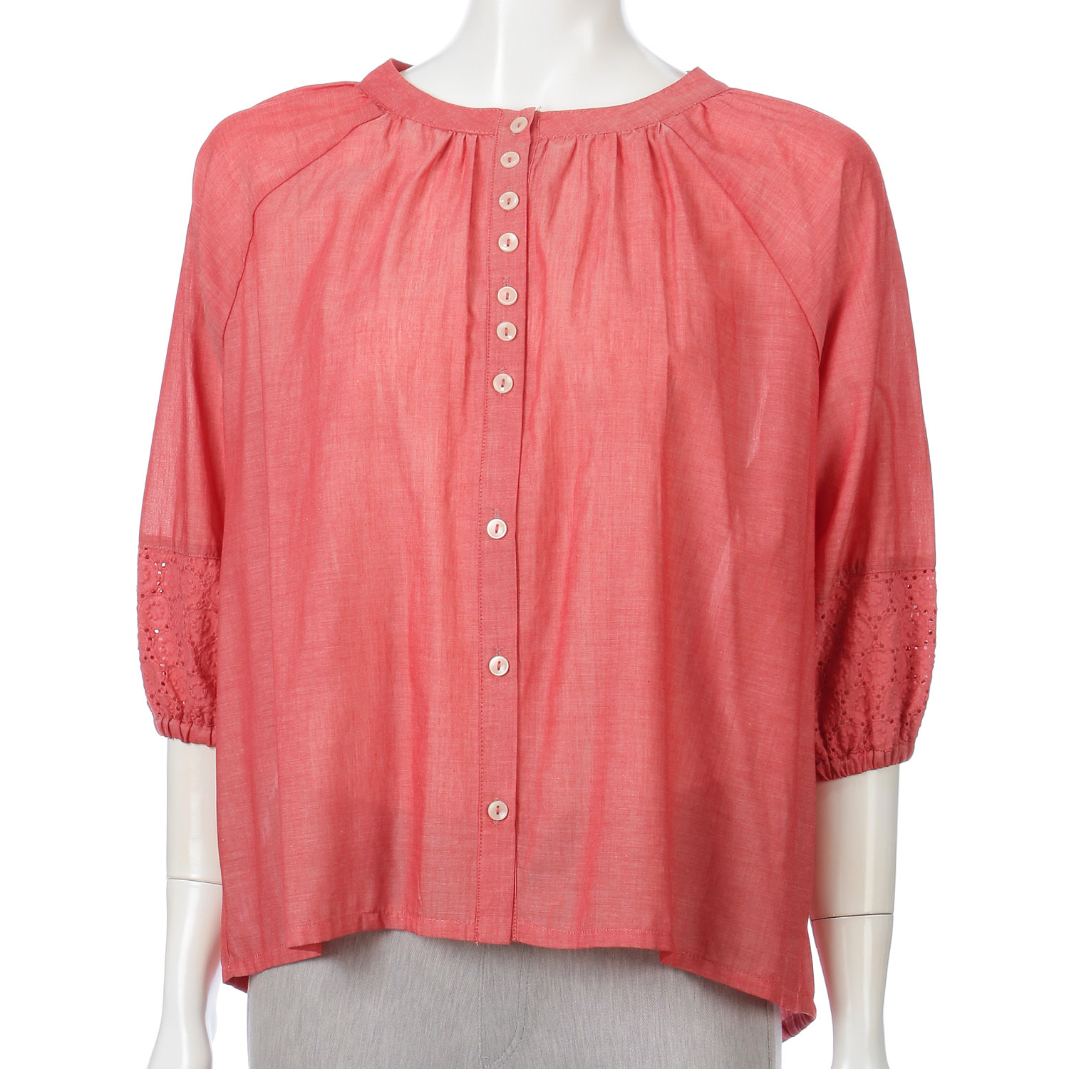 ダンガリーレース切替ブラウス