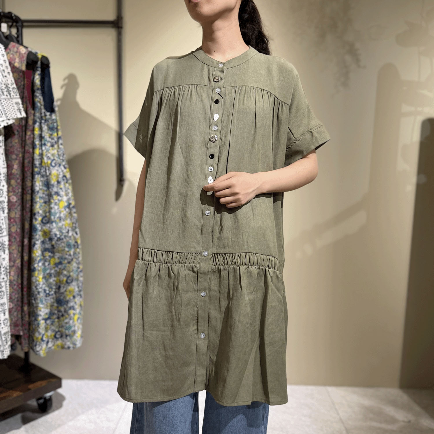 【my life】 ギャザー切替多釦チュニック - 画像1