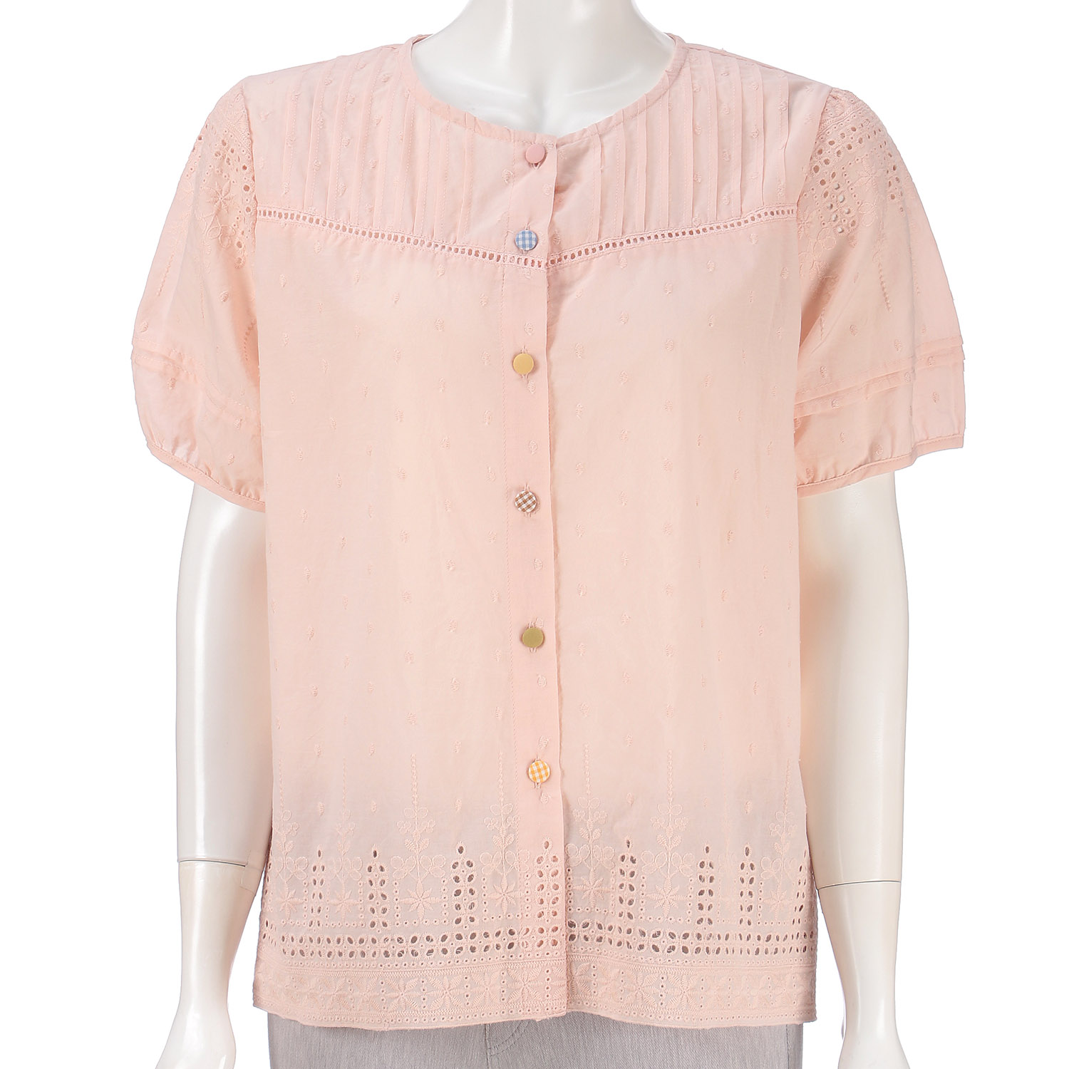 カラフル釦刺繍ブラウス