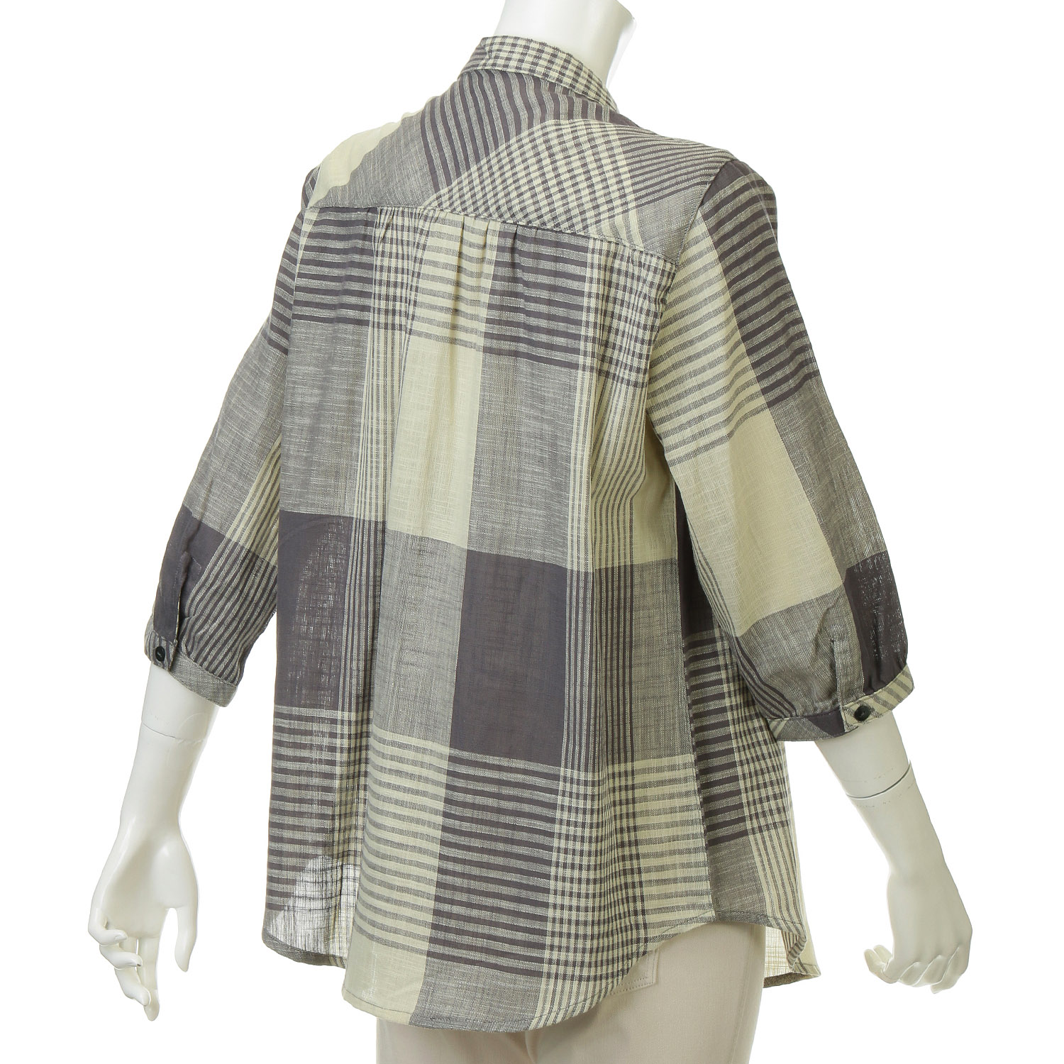 やわらかコットンチェック柄ブラウス - 画像4