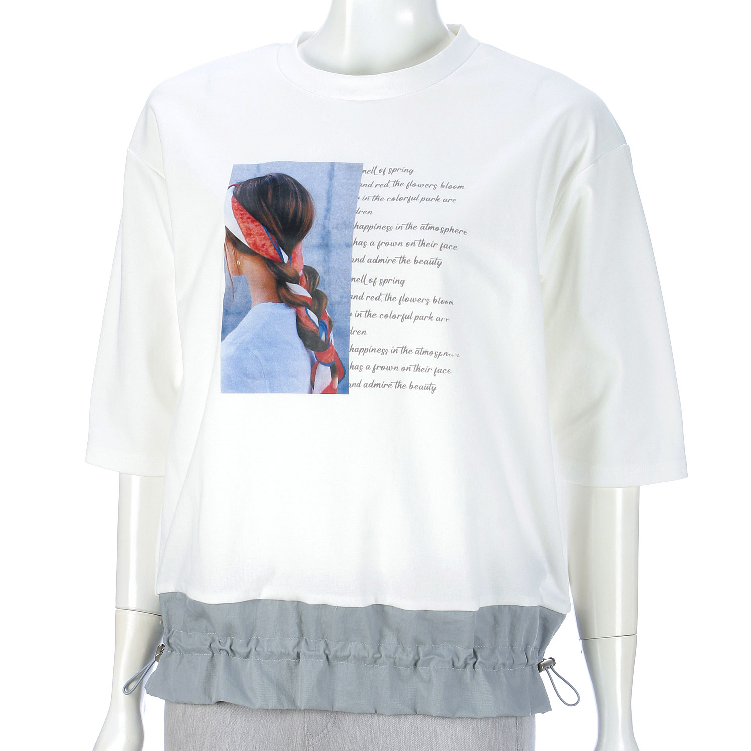 裾ドロスト切替Tシャツ - 画像7