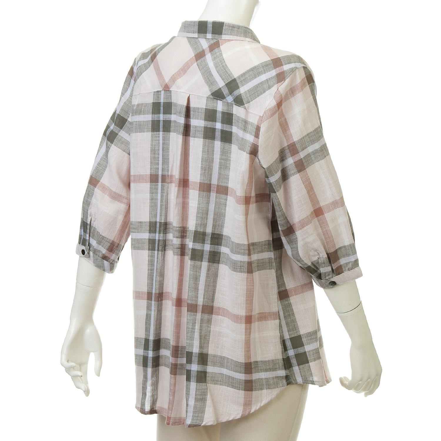 やわらかコットンチェック柄ブラウス - 画像4