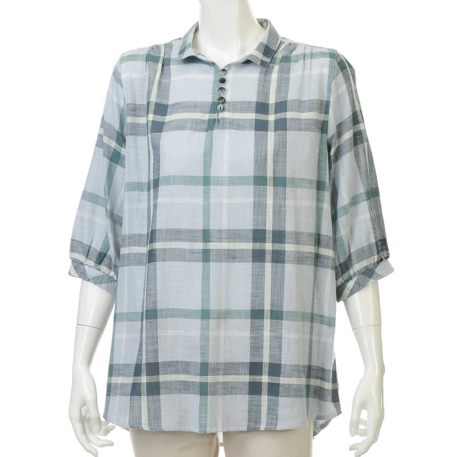 やわらかコットンチェック柄ブラウス - 画像6