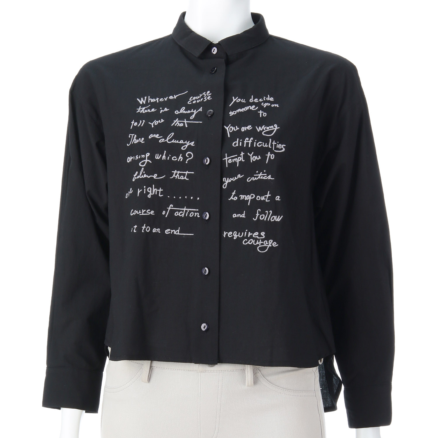 綿ワッシャーロゴ刺繍ブラウス - 画像2