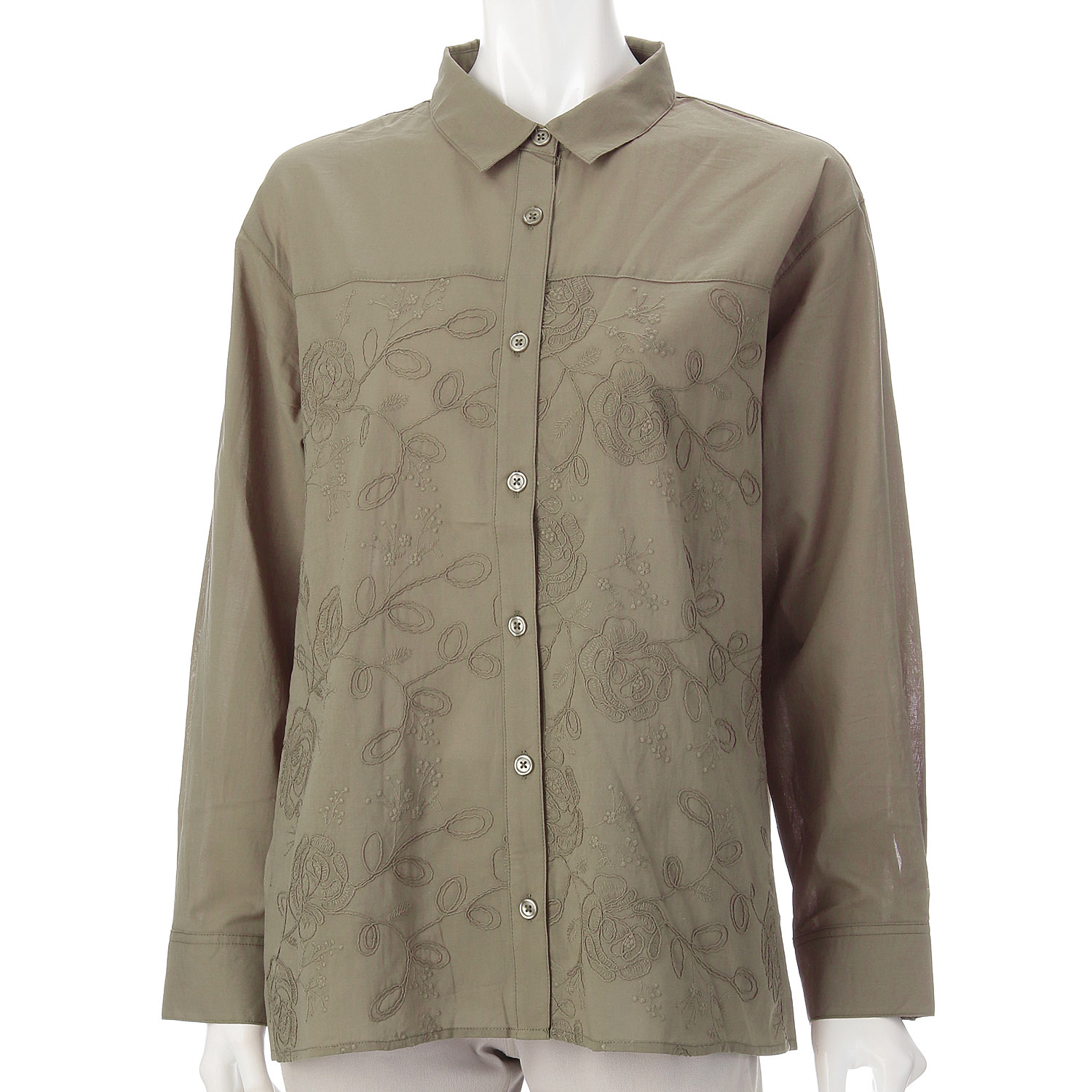 綿シフォンコード刺繍ブラウス - 画像3