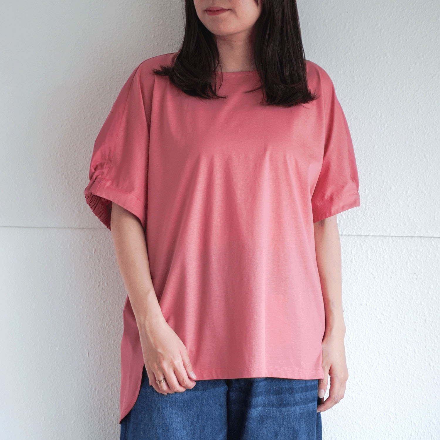 シルケット綿後身布帛使いプルオーバー - 画像1