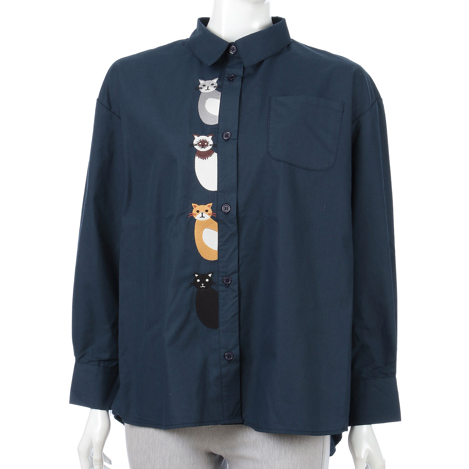 Myauris猫刺繍前開きシャツ - 画像6