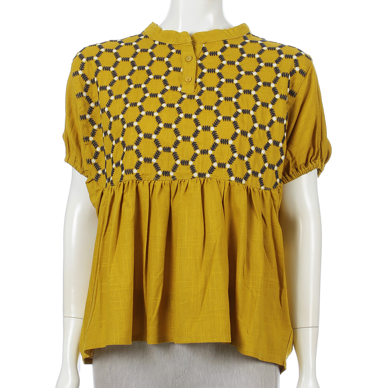 刺繍ギャザー入りドルマンブラウス - 画像3