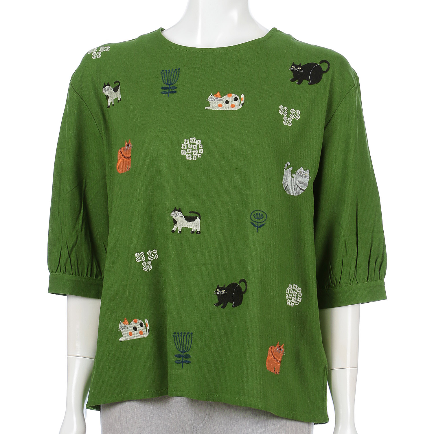 猫刺繍ブラウス - 画像4