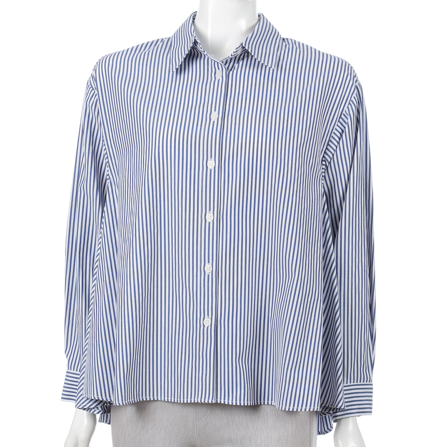 ストライプ柄後リボン付Aラインブラウス - 画像5