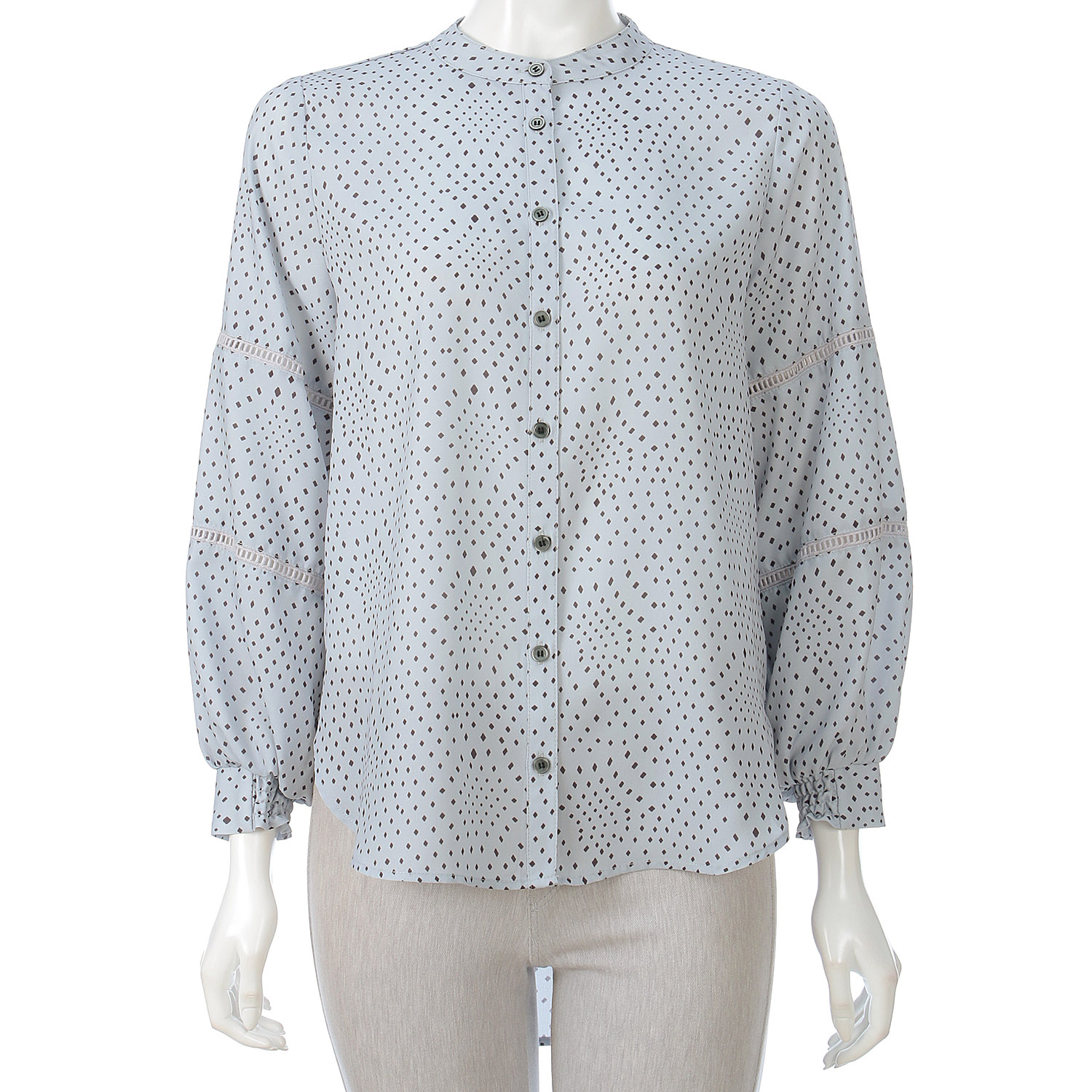 プリント袖シャーリングブラウス - 画像1