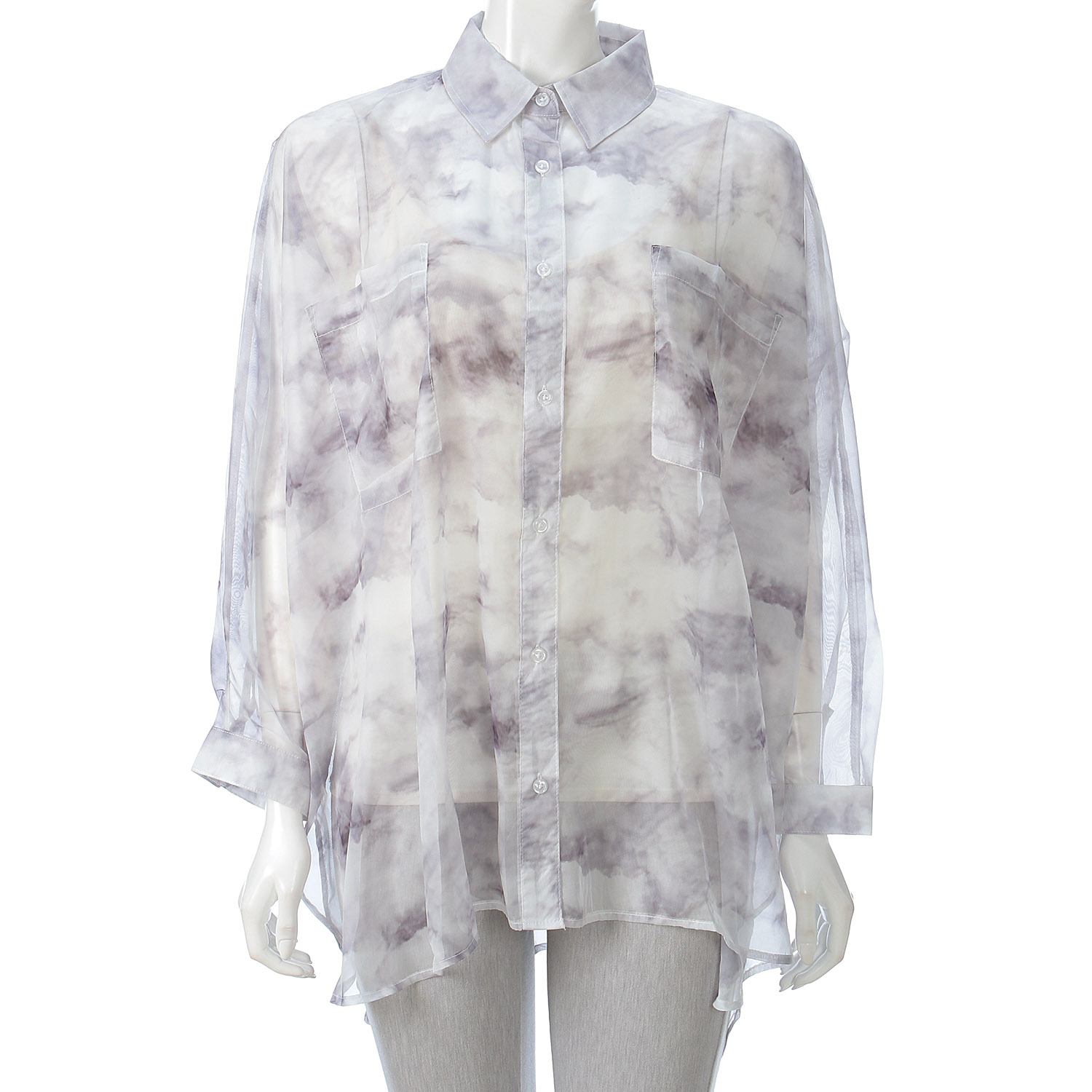 シアー柄ドルマンシャツ - 画像2