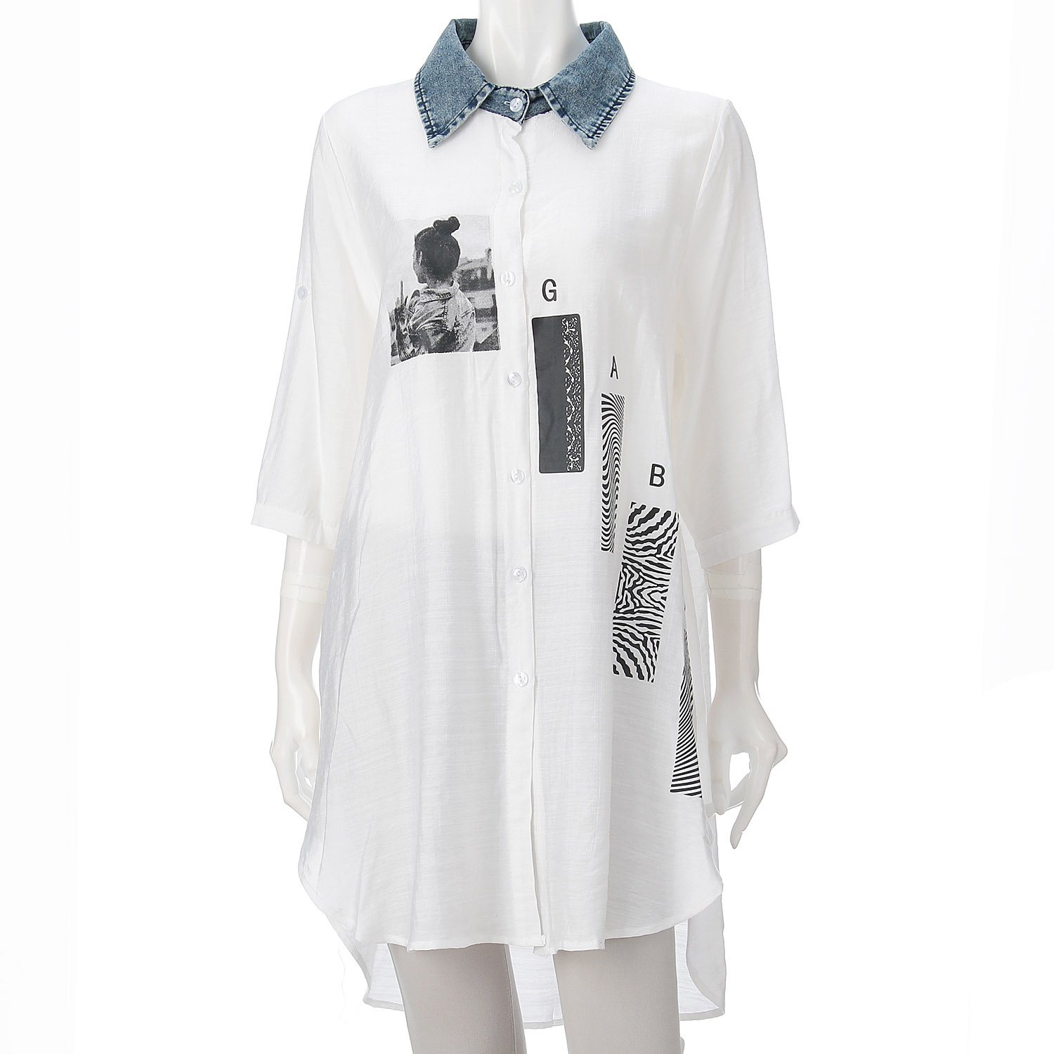 デニムカラーブラウス - 画像1