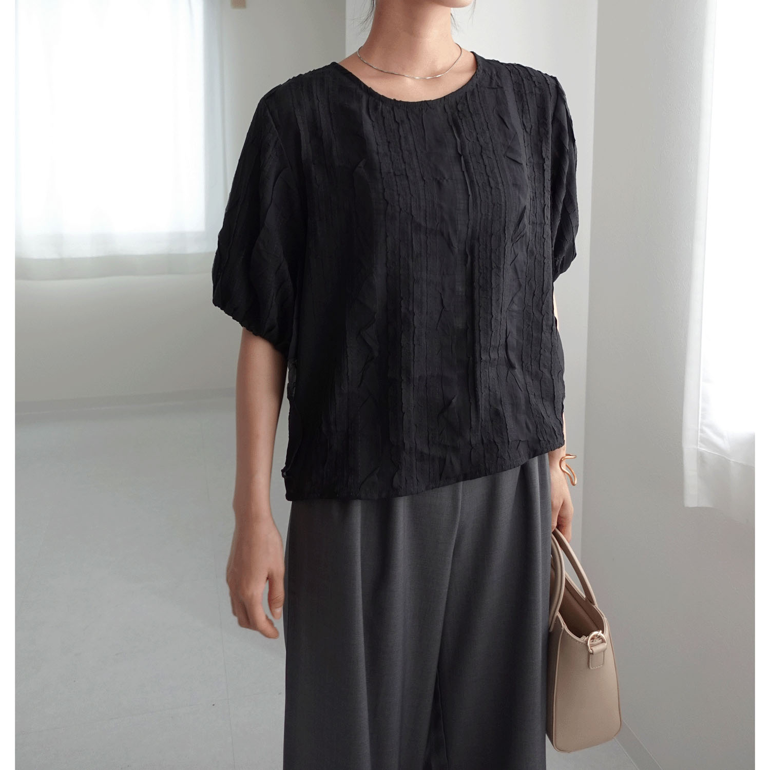 【my life】パフスリーブ半袖ブラウス - 画像4