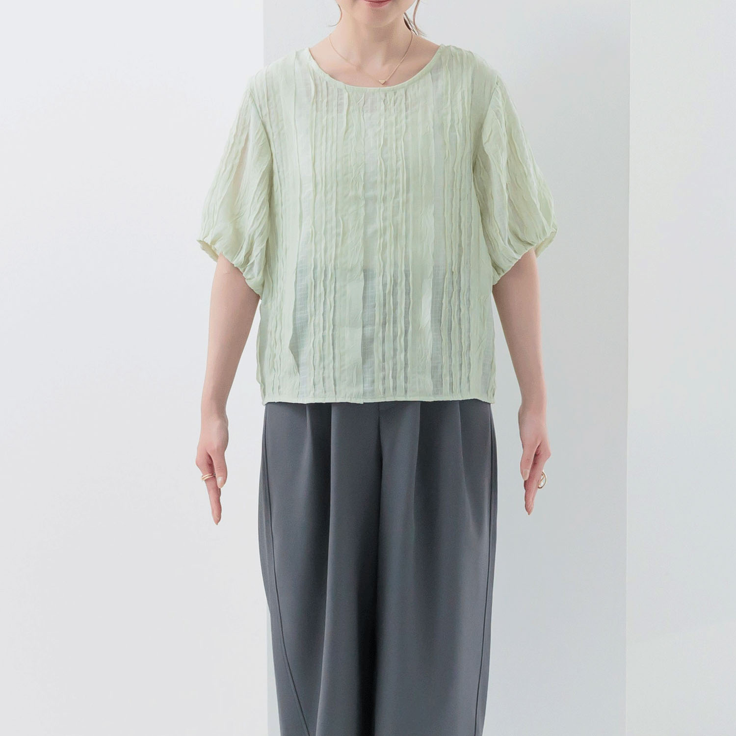 【my life】パフスリーブ半袖ブラウス - 画像1