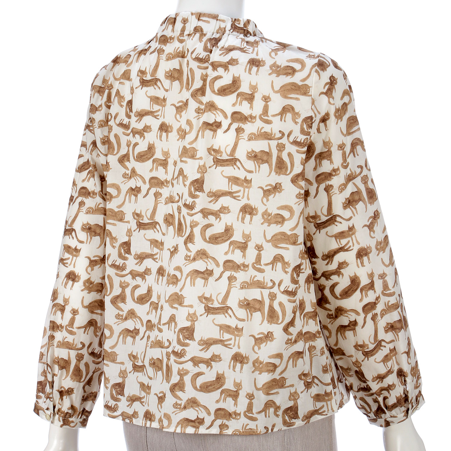 猫柄ギャザーブラウス - 画像4