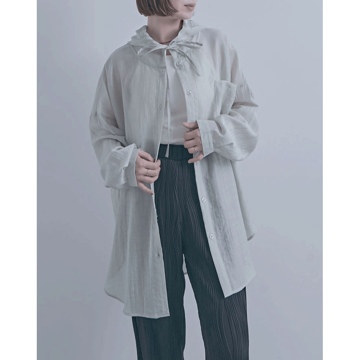 フード付きビッグシャツ - 画像2