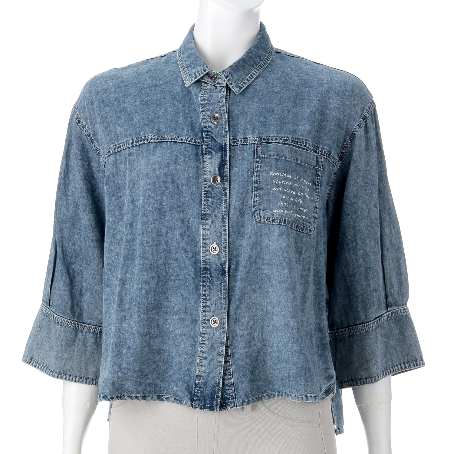 ウォッシュデニムブラウス - 画像2