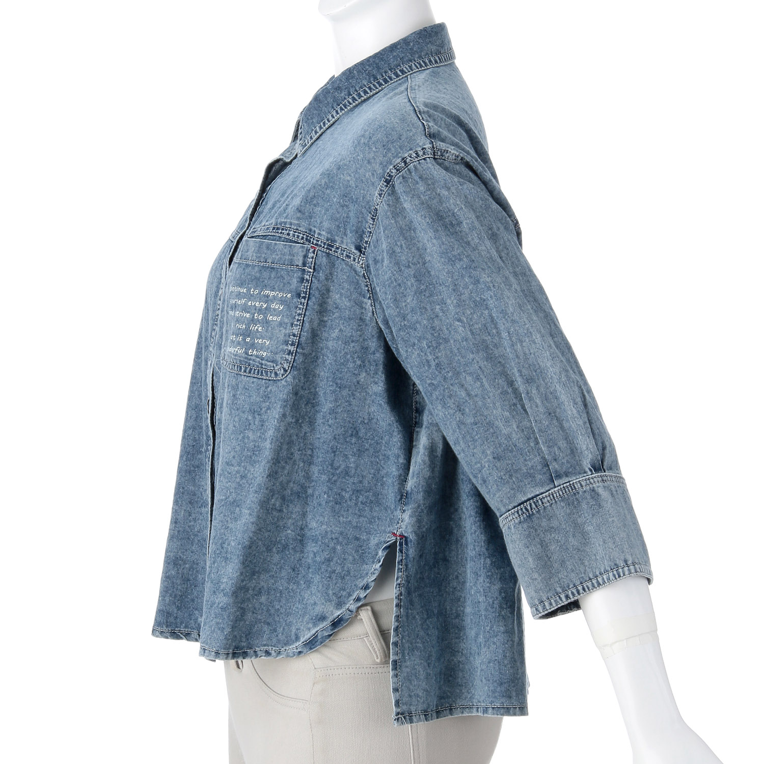 ウォッシュデニムブラウス - 画像3