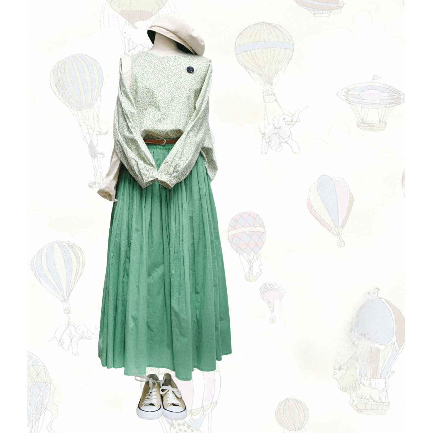 葉と実柄ブラウス - 画像2