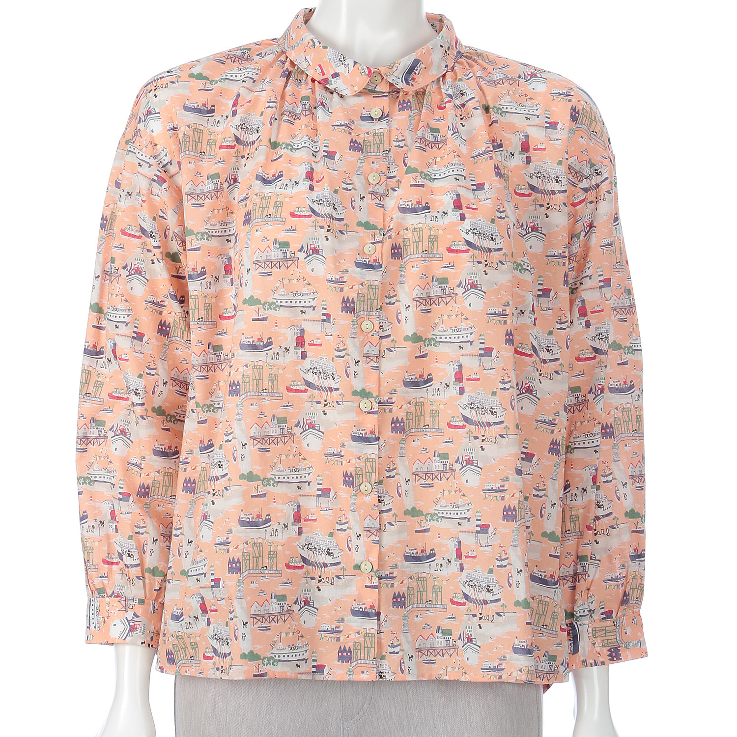 イヌと船柄ブラウス - 画像4