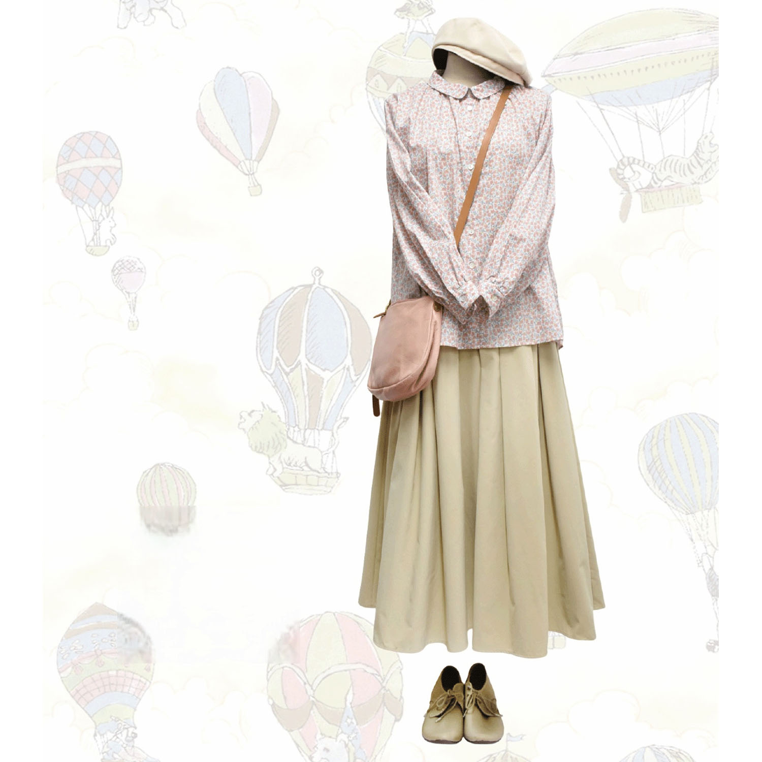 パターンチューリップ柄ブラウス