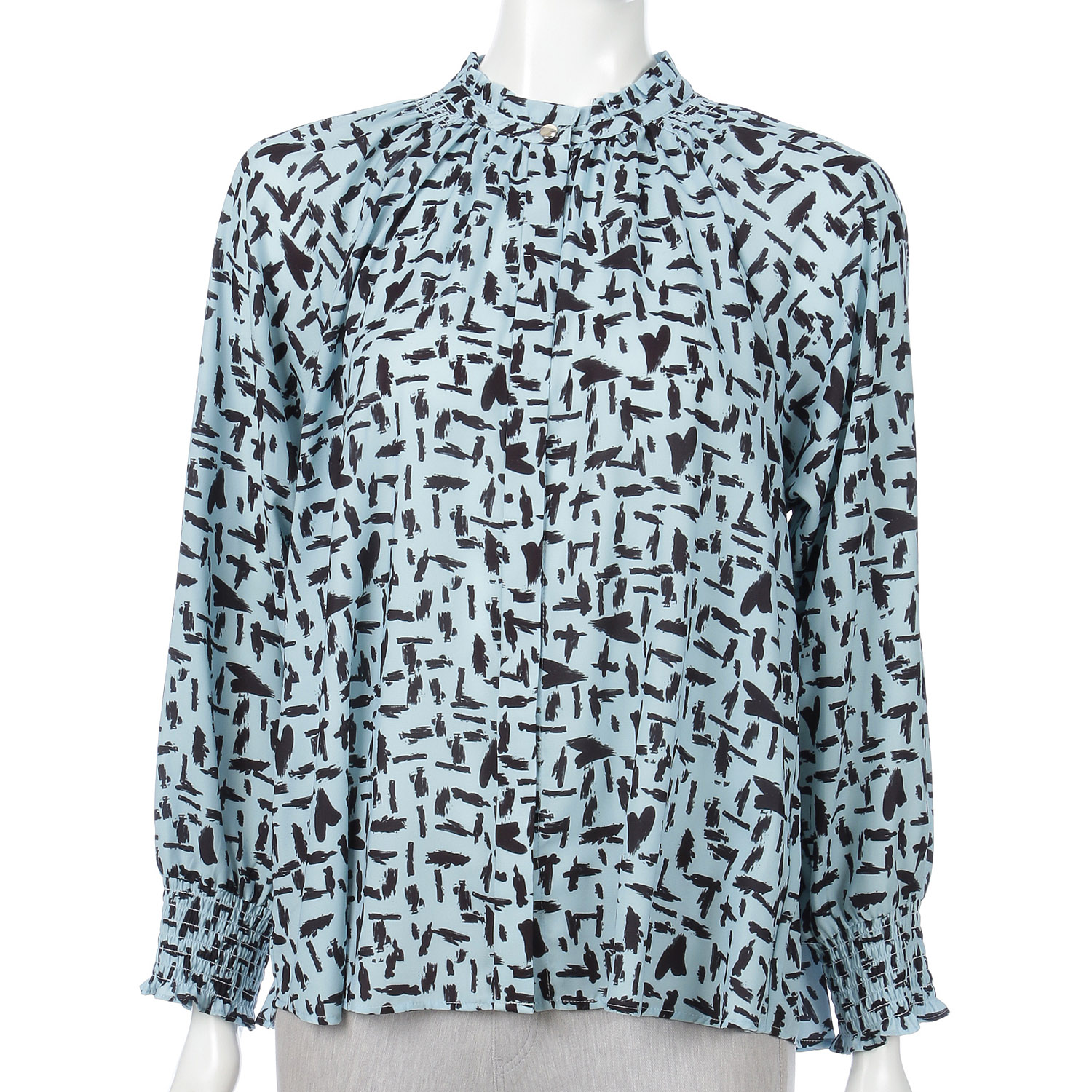 ジョーゼットプリントシャーリングブラウス - 画像4