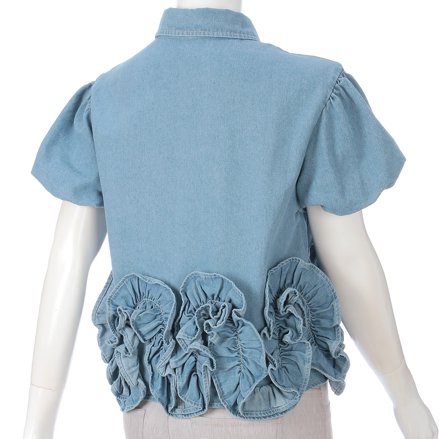 裾フリルデニムブラウス - 画像4